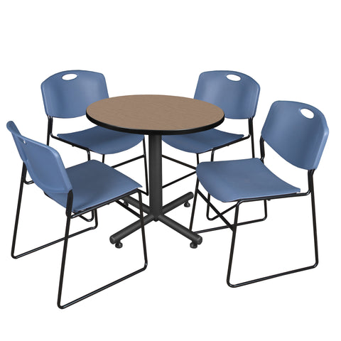 Regency Kobe 30 in. Square XBase Breakroom Table 4 Zeng Stack Chairs