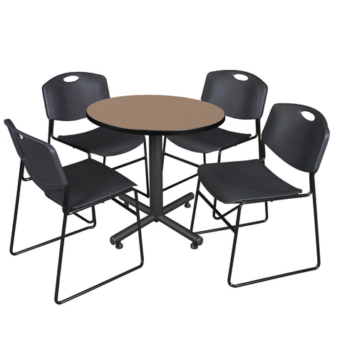 Regency Kobe 30 in. Square XBase Breakroom Table 4 Zeng Stack Chairs