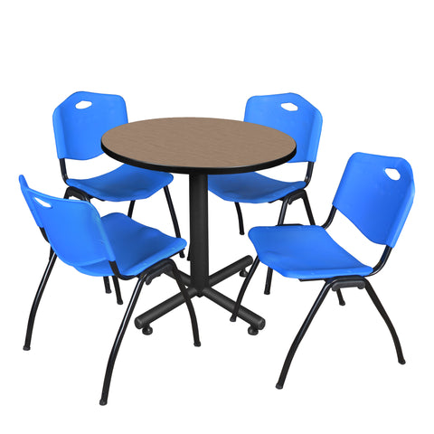 Regency Kobe 30 in. Square XBase Breakroom Table 4 M Stack Chairs
