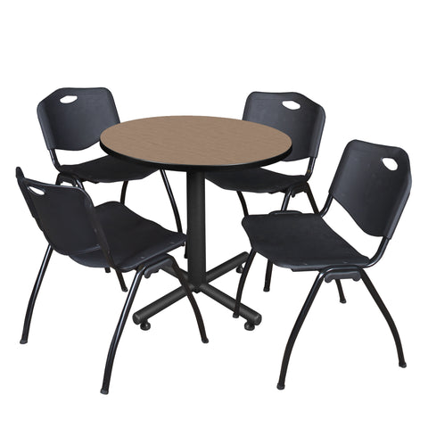 Regency Kobe 30 in. Square XBase Breakroom Table 4 M Stack Chairs