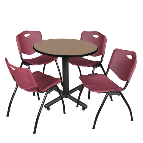 Regency Kobe 30 in. Square XBase Breakroom Table 4 M Stack Chairs
