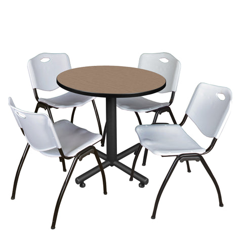 Regency Kobe 30 in. Square XBase Breakroom Table 4 M Stack Chairs