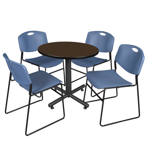 Regency Kobe 30 in. Square XBase Breakroom Table 4 Zeng Stack Chairs