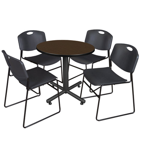 Regency Kobe 30 in. Square XBase Breakroom Table 4 Zeng Stack Chairs