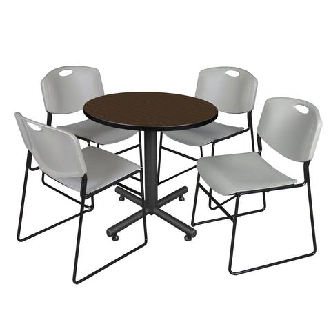 Regency Kobe 30 in. Square XBase Breakroom Table 4 Zeng Stack Chairs