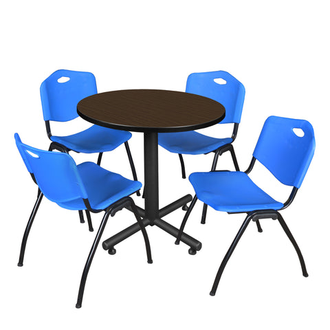 Regency Kobe 30 in. Square XBase Breakroom Table 4 M Stack Chairs