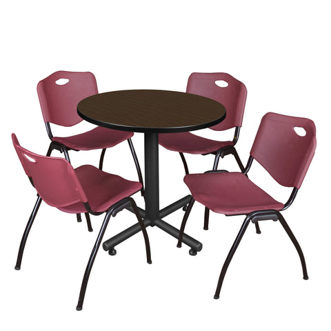 Regency Kobe 30 in. Square XBase Breakroom Table 4 M Stack Chairs
