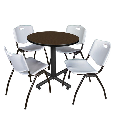 Regency Kobe 30 in. Square XBase Breakroom Table 4 M Stack Chairs