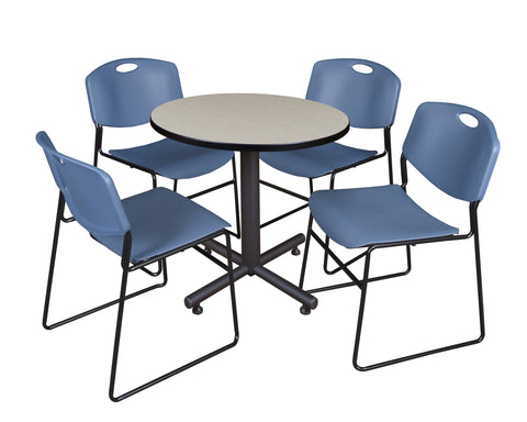 Regency Kobe 30 in. Square XBase Breakroom Table 4 Zeng Stack Chairs