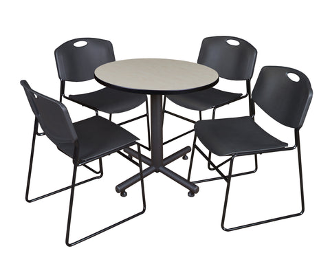 Regency Kobe 30 in. Square XBase Breakroom Table 4 Zeng Stack Chairs