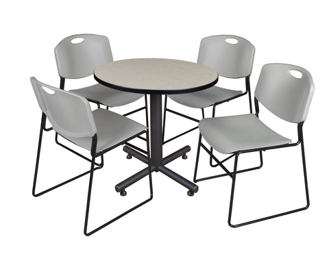 Regency Kobe 30 in. Square XBase Breakroom Table 4 Zeng Stack Chairs