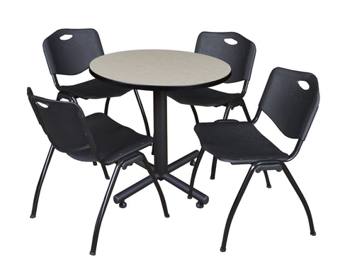 Regency Kobe 30 in. Square XBase Breakroom Table 4 M Stack Chairs