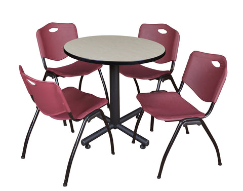 Regency Kobe 30 in. Square XBase Breakroom Table 4 M Stack Chairs