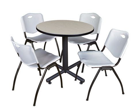 Regency Kobe 30 in. Square XBase Breakroom Table 4 M Stack Chairs