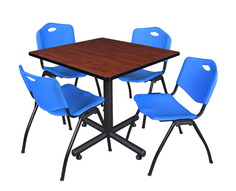 Regency Kobe 30 in. Square XBase Breakroom Table 4 M Stack Chairs