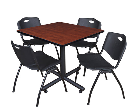 Regency Kobe 30 in. Square XBase Breakroom Table 4 M Stack Chairs