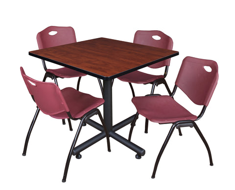 Regency Kobe 30 in. Square XBase Breakroom Table 4 M Stack Chairs