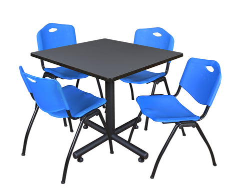 Regency Kobe 30 in. Square XBase Breakroom Table 4 M Stack Chairs
