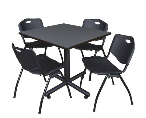 Regency Kobe 30 in. Square XBase Breakroom Table 4 M Stack Chairs