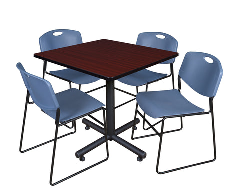 Regency Kobe 30 in. Square XBase Breakroom Table 4 Zeng Stack Chairs