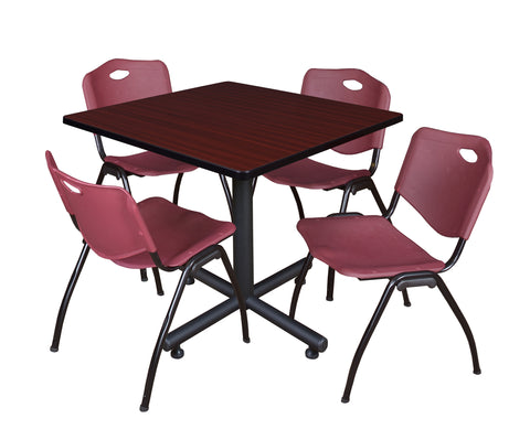 Regency Kobe 30 in. Square XBase Breakroom Table 4 M Stack Chairs