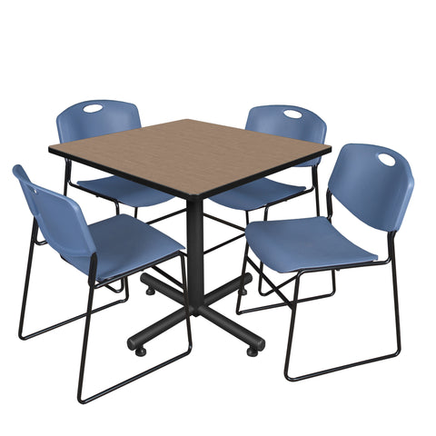 Regency Kobe 30 in. Square XBase Breakroom Table 4 Zeng Stack Chairs