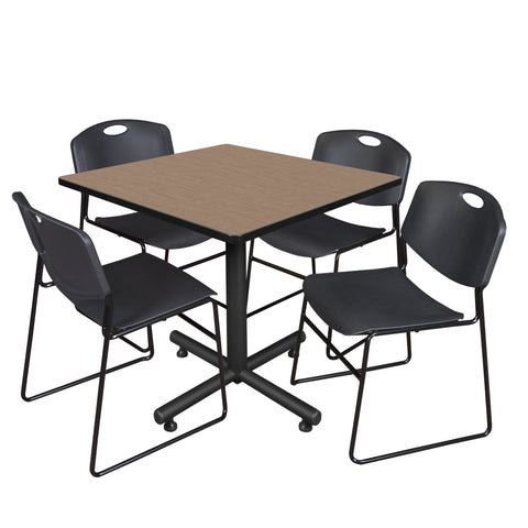 Regency Kobe 30 in. Square XBase Breakroom Table 4 Zeng Stack Chairs