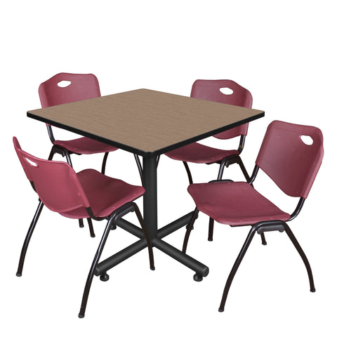 Regency Kobe 30 in. Square XBase Breakroom Table 4 M Stack Chairs