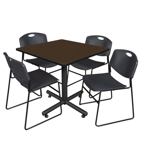 Regency Kobe 30 in. Square XBase Breakroom Table 4 Zeng Stack Chairs