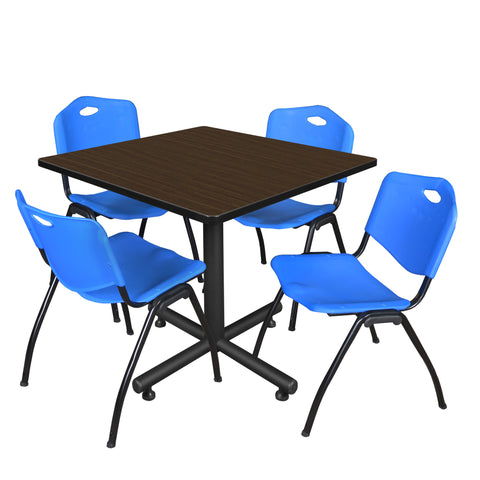 Regency Kobe 30 in. Square XBase Breakroom Table 4 M Stack Chairs