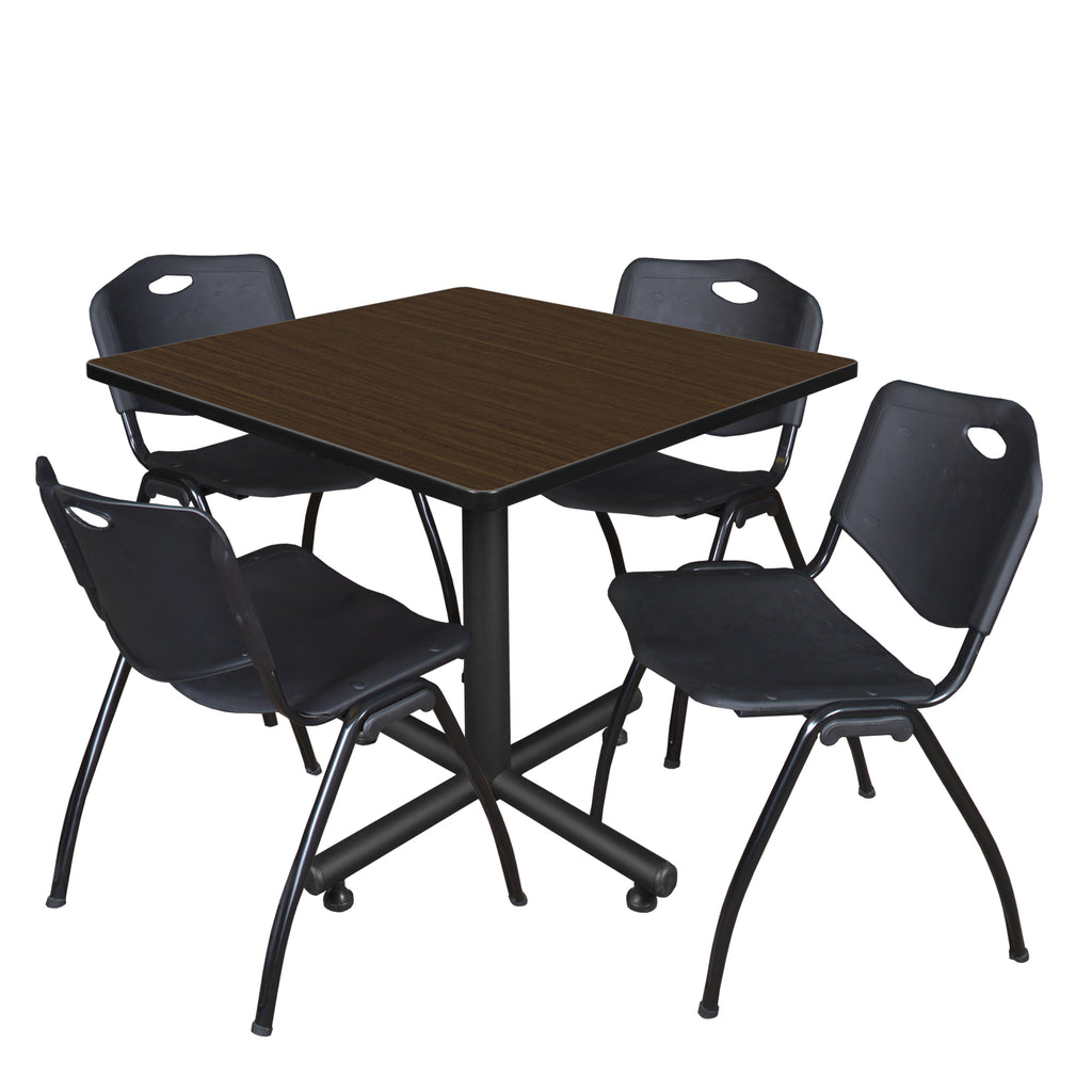 Regency Kobe 30 in. Square XBase Breakroom Table 4 M Stack Chairs