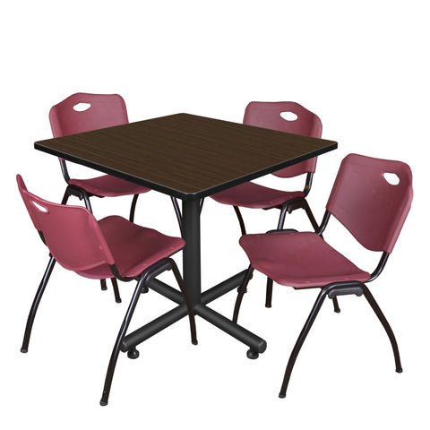 Regency Kobe 30 in. Square XBase Breakroom Table 4 M Stack Chairs