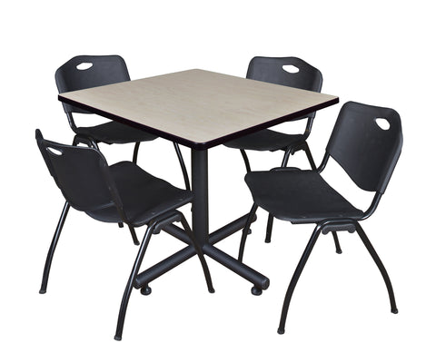 Regency Kobe 30 in. Square XBase Breakroom Table 4 M Stack Chairs
