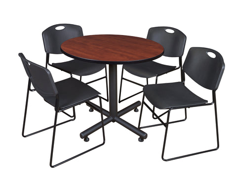 Regency Kobe 30 in. Square XBase Breakroom Table 4 Zeng Stack Chairs