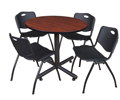 Regency Kobe 30 in. Square XBase Breakroom Table 4 M Stack Chairs