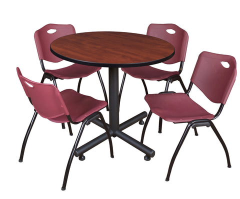 Regency Kobe 30 in. Square XBase Breakroom Table 4 M Stack Chairs