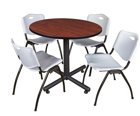 Regency Kobe 30 in. Square XBase Breakroom Table 4 M Stack Chairs