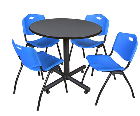 Regency Kobe 30 in. Square XBase Breakroom Table 4 M Stack Chairs