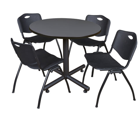 Regency Kobe 30 in. Square XBase Breakroom Table 4 M Stack Chairs