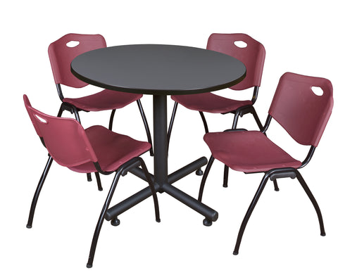 Regency Kobe 30 in. Square XBase Breakroom Table 4 M Stack Chairs