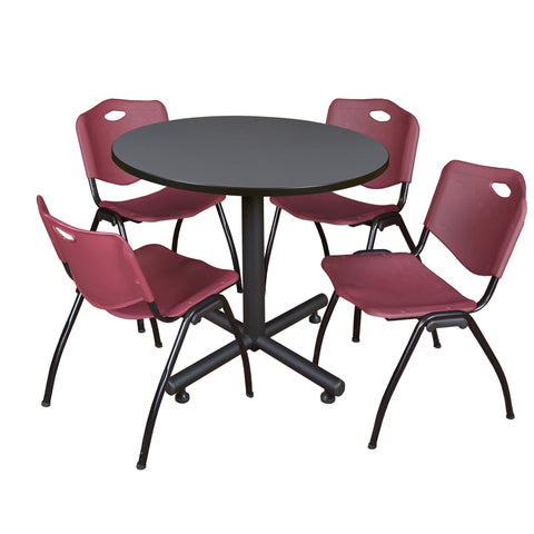 Grey / Burgundy / 36 x 36 Round