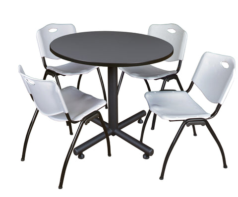 Regency Kobe 30 in. Square XBase Breakroom Table 4 M Stack Chairs
