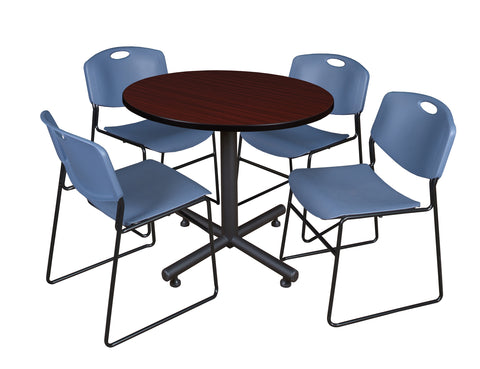 Regency Kobe 30 in. Square XBase Breakroom Table 4 Zeng Stack Chairs