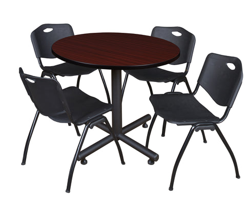 Regency Kobe 30 in. Square XBase Breakroom Table 4 M Stack Chairs