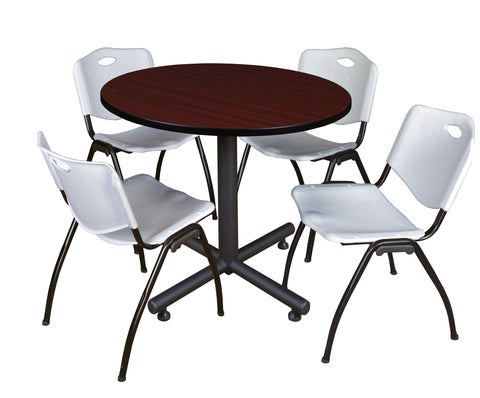 Regency Kobe 30 in. Square XBase Breakroom Table 4 M Stack Chairs