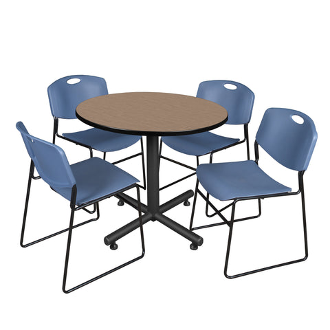 Regency Kobe 30 in. Square XBase Breakroom Table 4 Zeng Stack Chairs