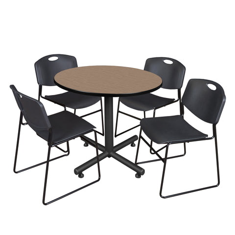 Regency Kobe 30 in. Square XBase Breakroom Table 4 Zeng Stack Chairs