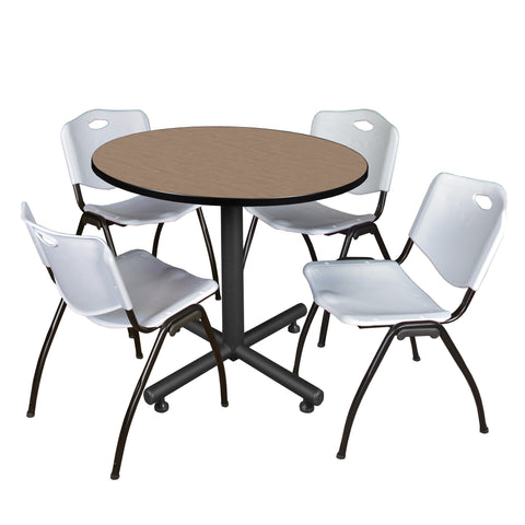 Regency Kobe 30 in. Square XBase Breakroom Table 4 M Stack Chairs