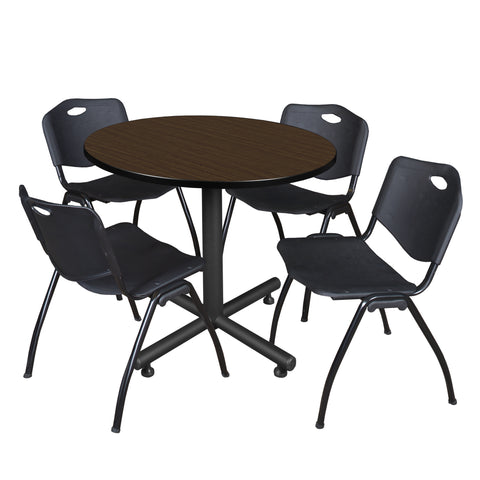 Regency Kobe 30 in. Square XBase Breakroom Table 4 M Stack Chairs