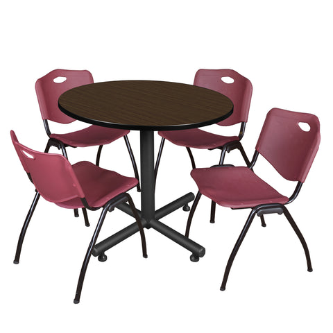 Regency Kobe 30 in. Square XBase Breakroom Table 4 M Stack Chairs
